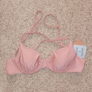 Shade & Shore Pink Bikini Top Shine Sparkle Glitter Size Small